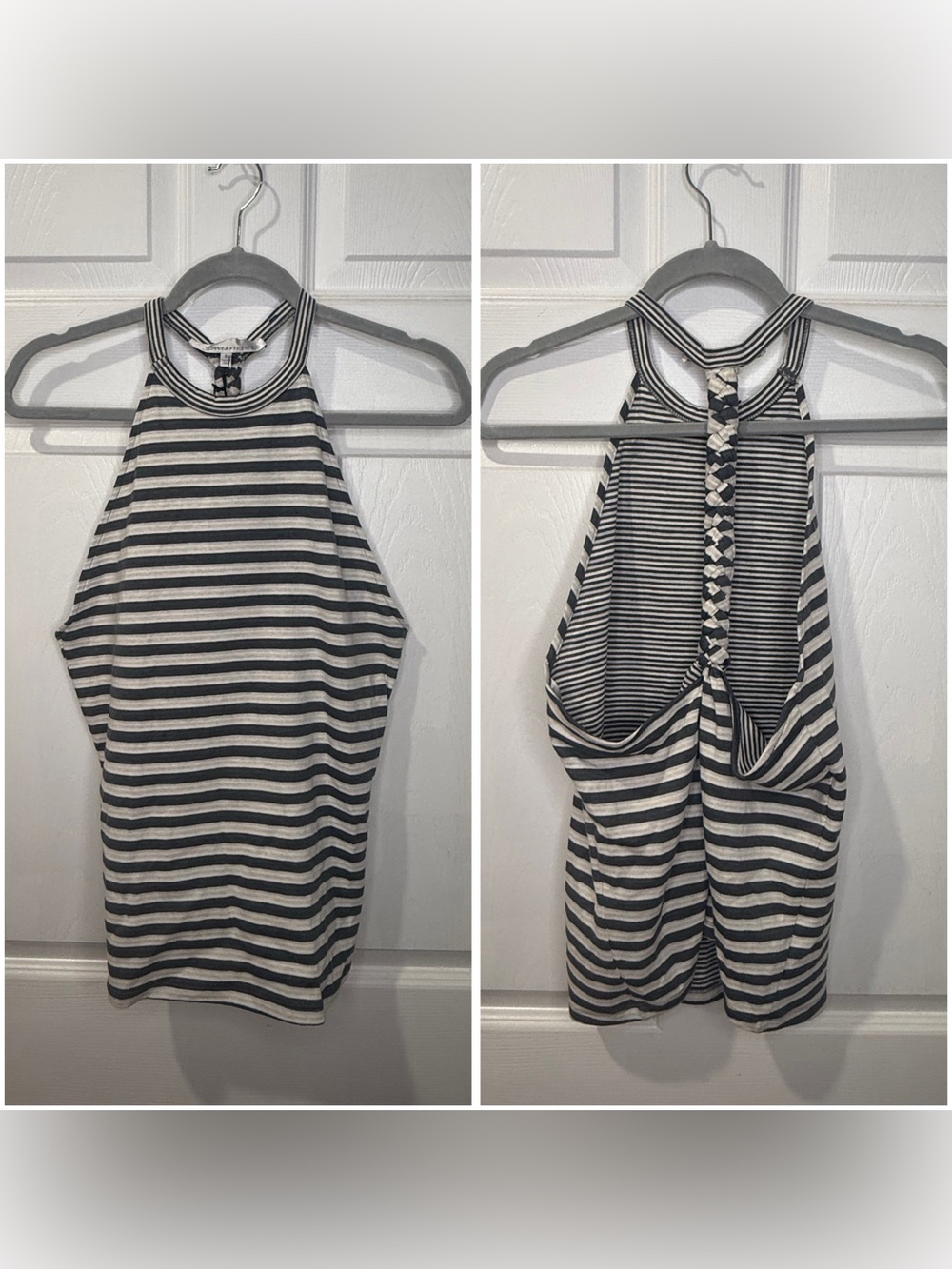Lovers + Friends Black & White Striped Halter Tank